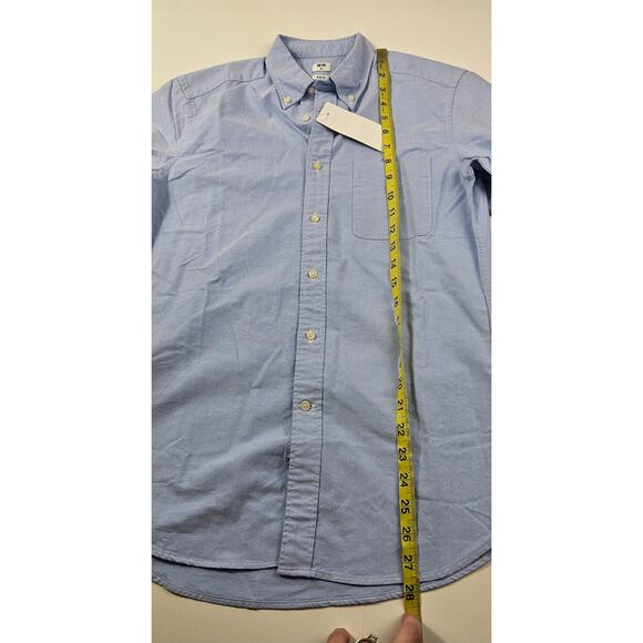 NWT UNIQLO XS fitted uniform long sleeve button up proffesional light blue top - Picture 5 of 6